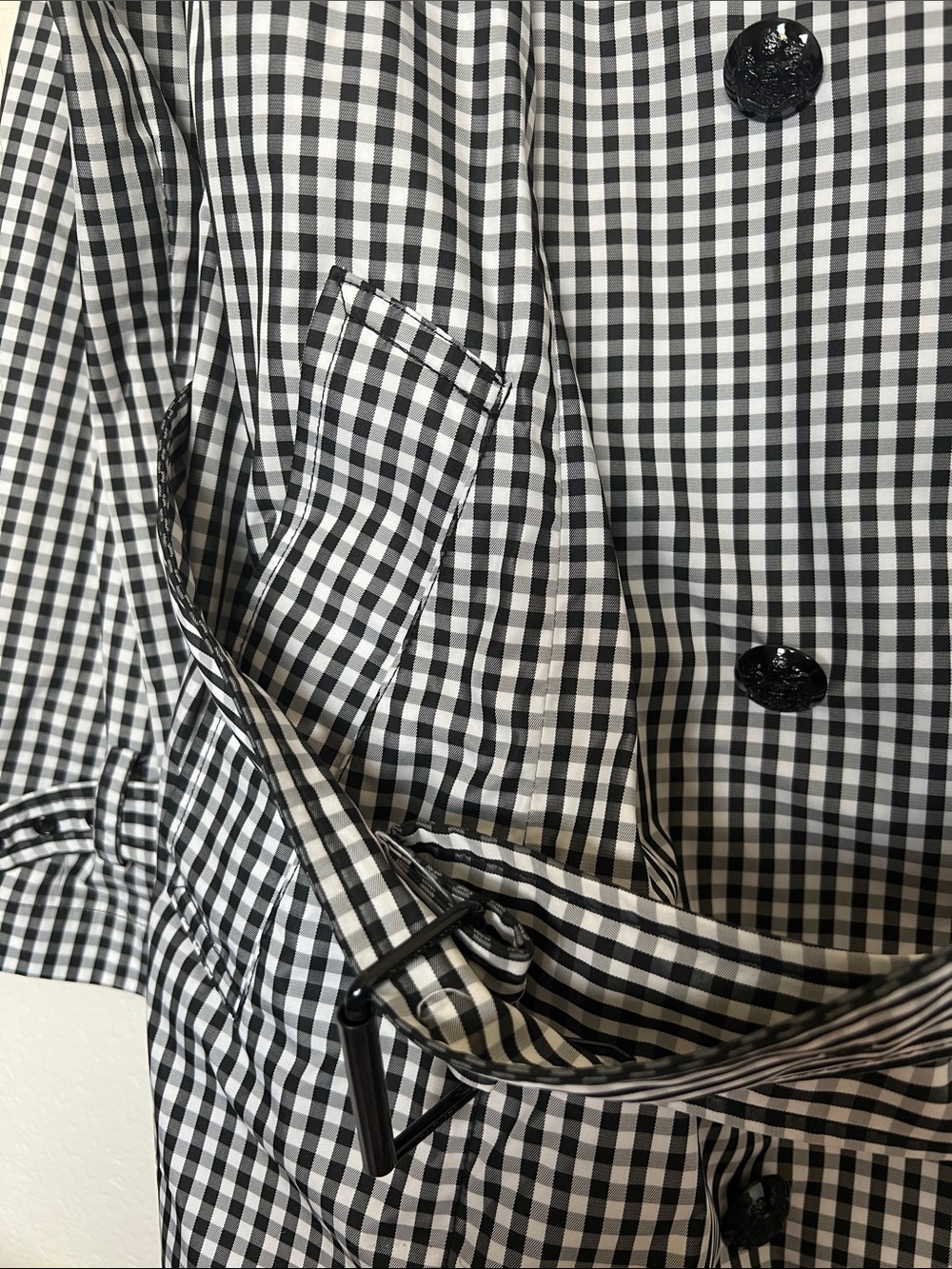 Lauren Ralph Lauren Black & White Gingham Rain Jacket, size 18W - Picture 7 of 10